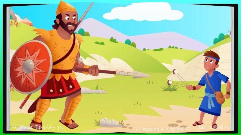 O combate entre Davi e Golias para crianças